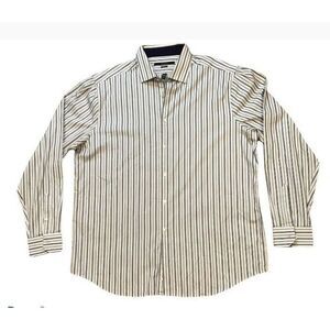 Perry Ellis Portfolio Men's XL Button Up Dress Shirt Striped Casual Long Sleeve
